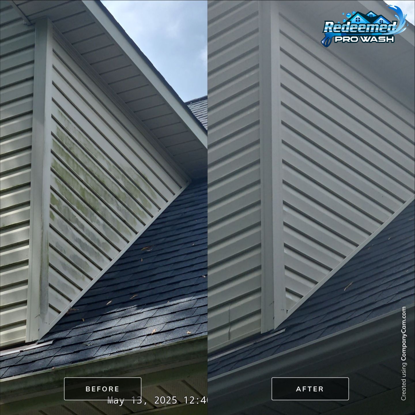 Before and after house washing and roof cleaning in North Carolina