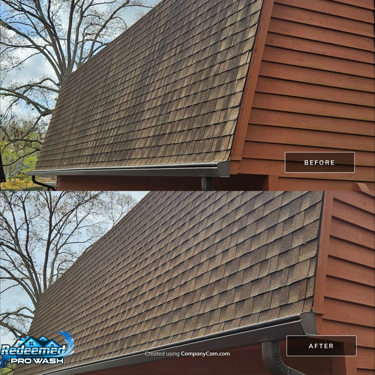 Roof soft washing removing black algae streaks in North Carolina